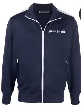 Palm Angels Navy Blue Track Jacket with White Trim Size Small New! $535
